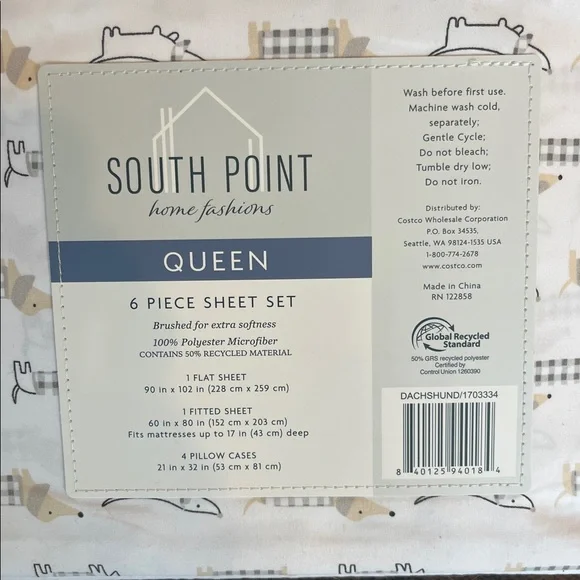 Puppy Dog Dachshund Print Sheet Set Queen 6 Piece Set New - Picture 4 of 5